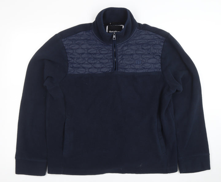 Threadbare Men's Blue XL 1/4 Zip Fleece Sweatshirt Pullover