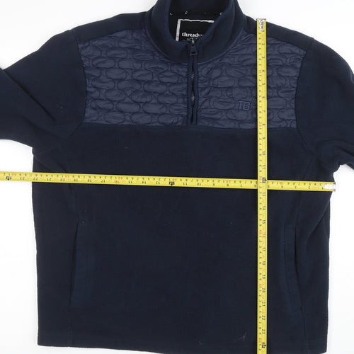 Threadbare Men's Blue XL 1/4 Zip Fleece Sweatshirt Pullover