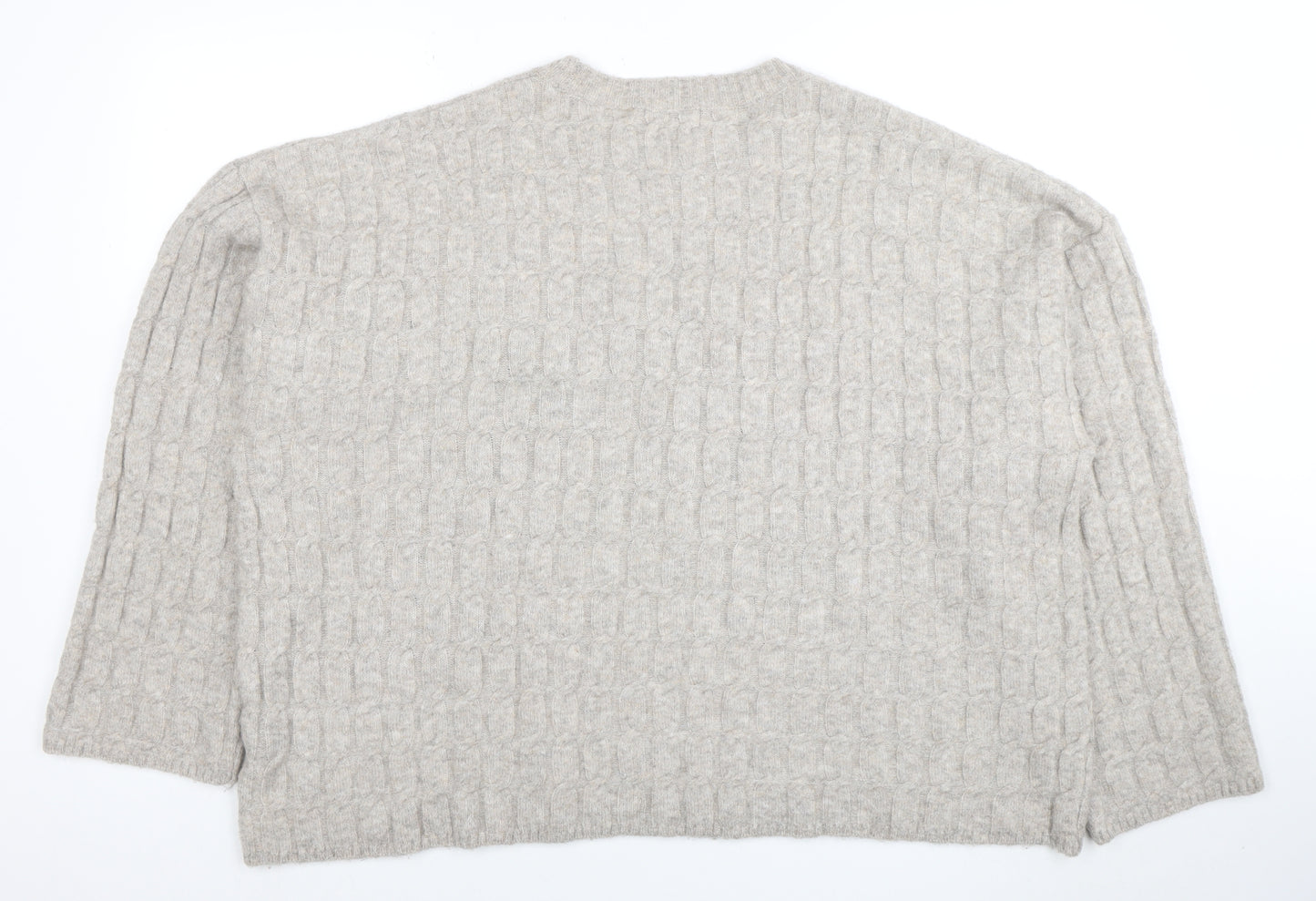 H&M Women’s Beige Wool Blend Cable-Knit Jumper Size 14