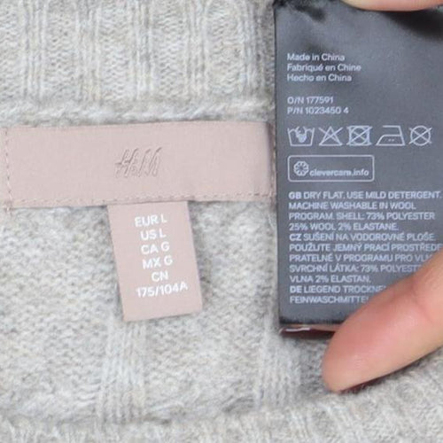 H&M Women’s Beige Wool Blend Cable-Knit Jumper Size 14