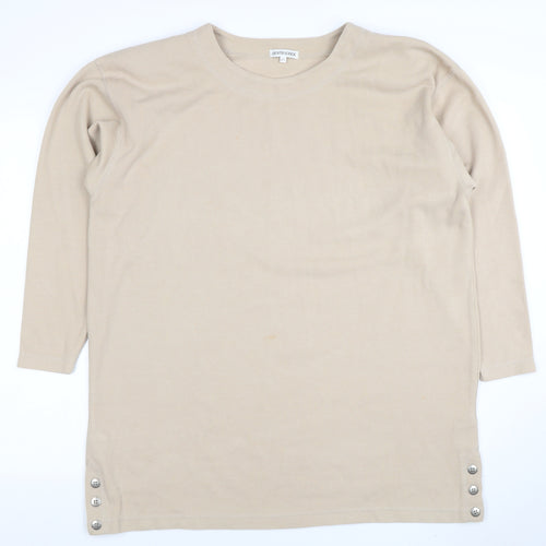 South Lodge Women's Beige Long Sleeve Button T-Shirt M