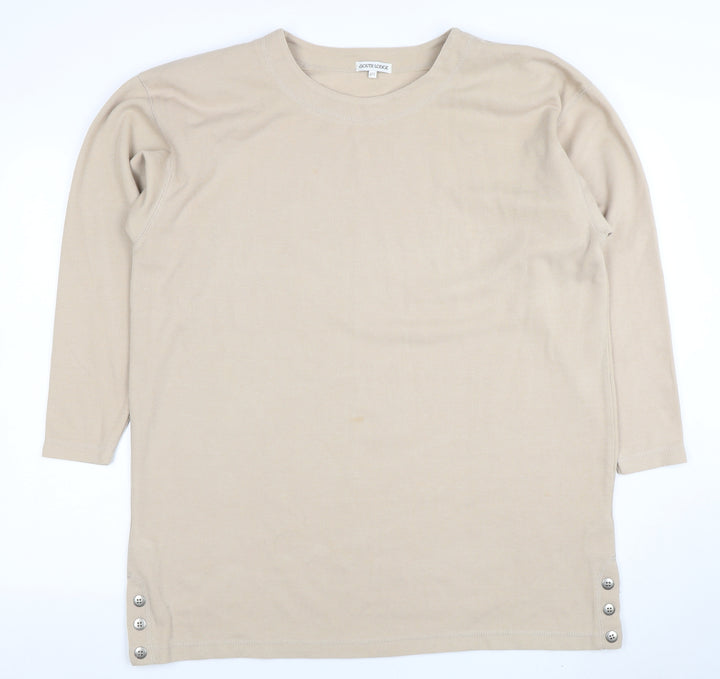 South Lodge Women's Beige Long Sleeve Button T-Shirt M
