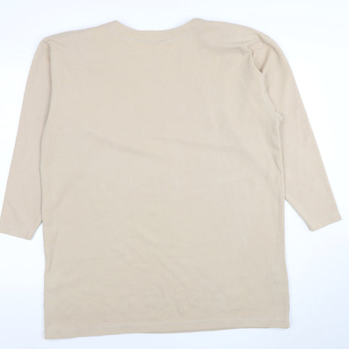 South Lodge Women's Beige Long Sleeve Button T-Shirt M