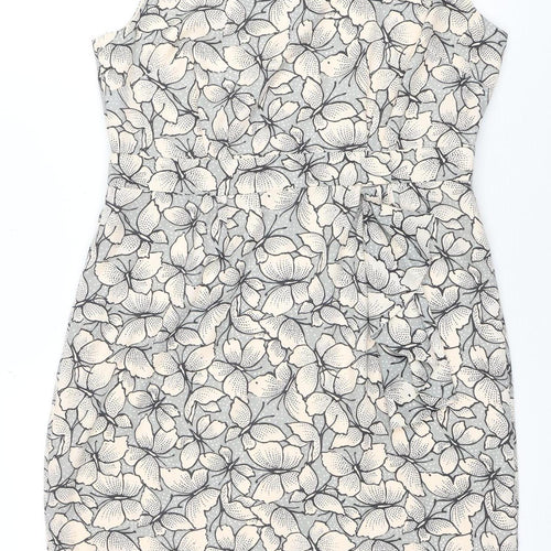 Monsoon Women’s Beige Floral Sheath Knee Length Dress Size 14