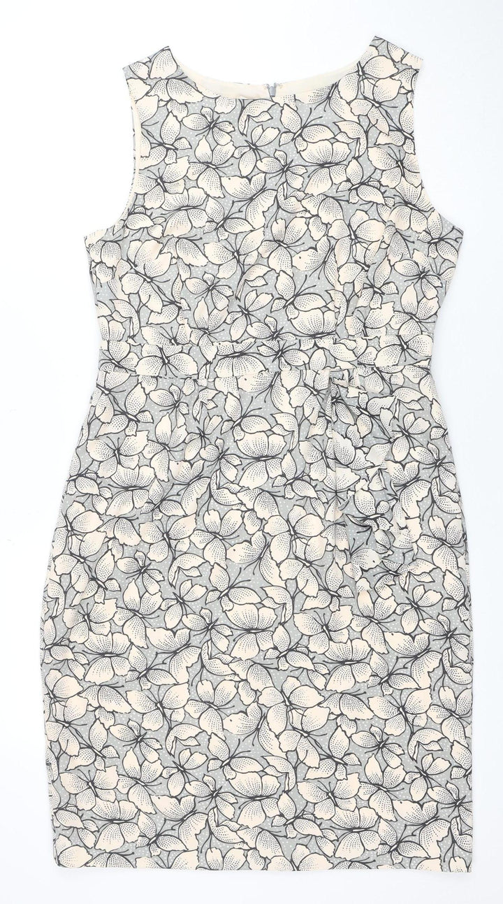Monsoon Women’s Beige Floral Sheath Knee Length Dress Size 14