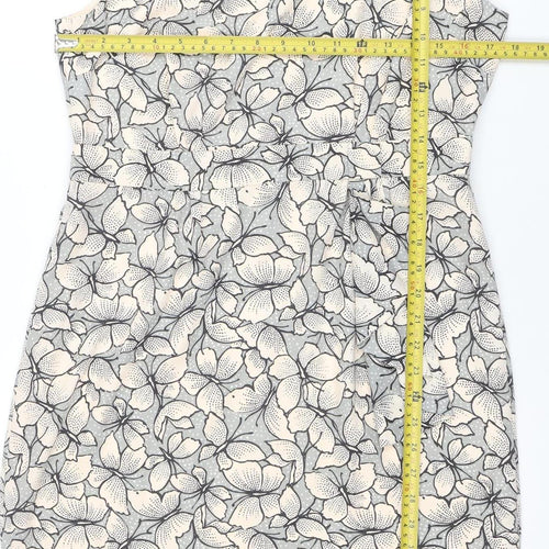 Monsoon Women’s Beige Floral Sheath Knee Length Dress Size 14