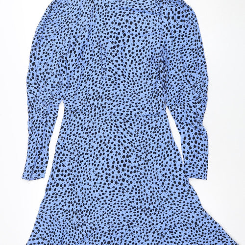 Marks and Spencer Women's Blue Polka Dot Wrap Midi Dress Size 6