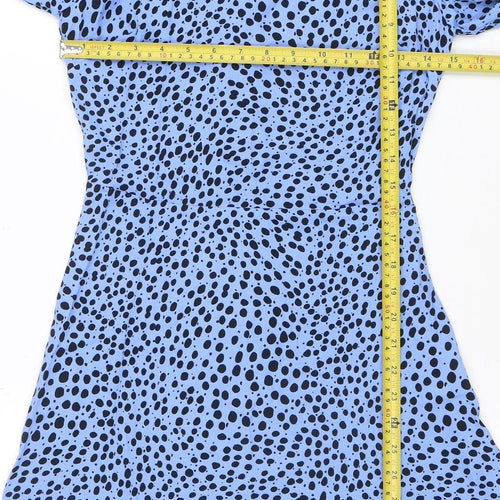 Marks and Spencer Women's Blue Polka Dot Wrap Midi Dress Size 6