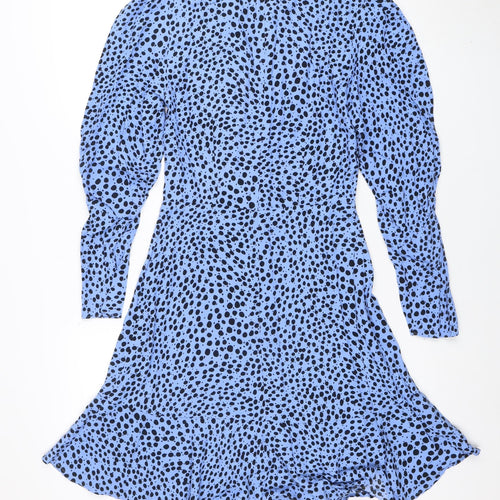 Marks and Spencer Women's Blue Polka Dot Wrap Midi Dress Size 6