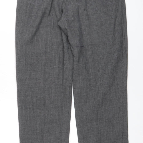 Private Collection Womens Grey Wool Blend Check Dress Trousers Size 14