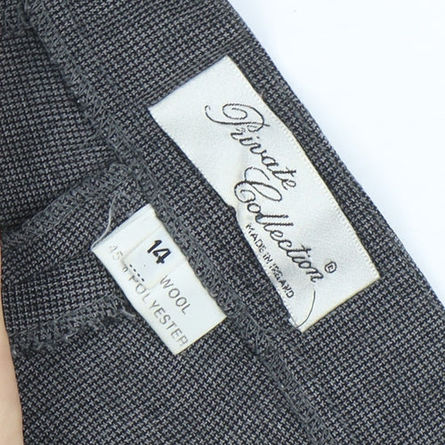 Private Collection Womens Grey Wool Blend Check Dress Trousers Size 14