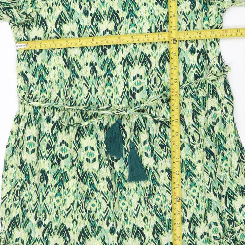 Marks and Spencer Womens Green Print Wrap Belted Dress Size 12