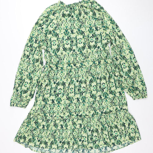 Marks and Spencer Womens Green Print Wrap Belted Dress Size 12