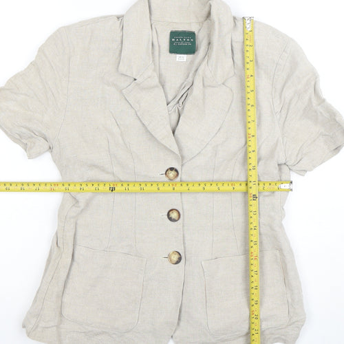 Charlotte Halton Beige Linen Blend Short Sleeve Blazer UK 10