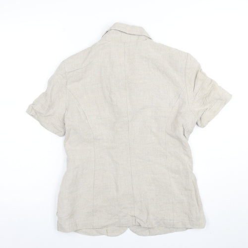 Charlotte Halton Beige Linen Blend Short Sleeve Blazer UK 10