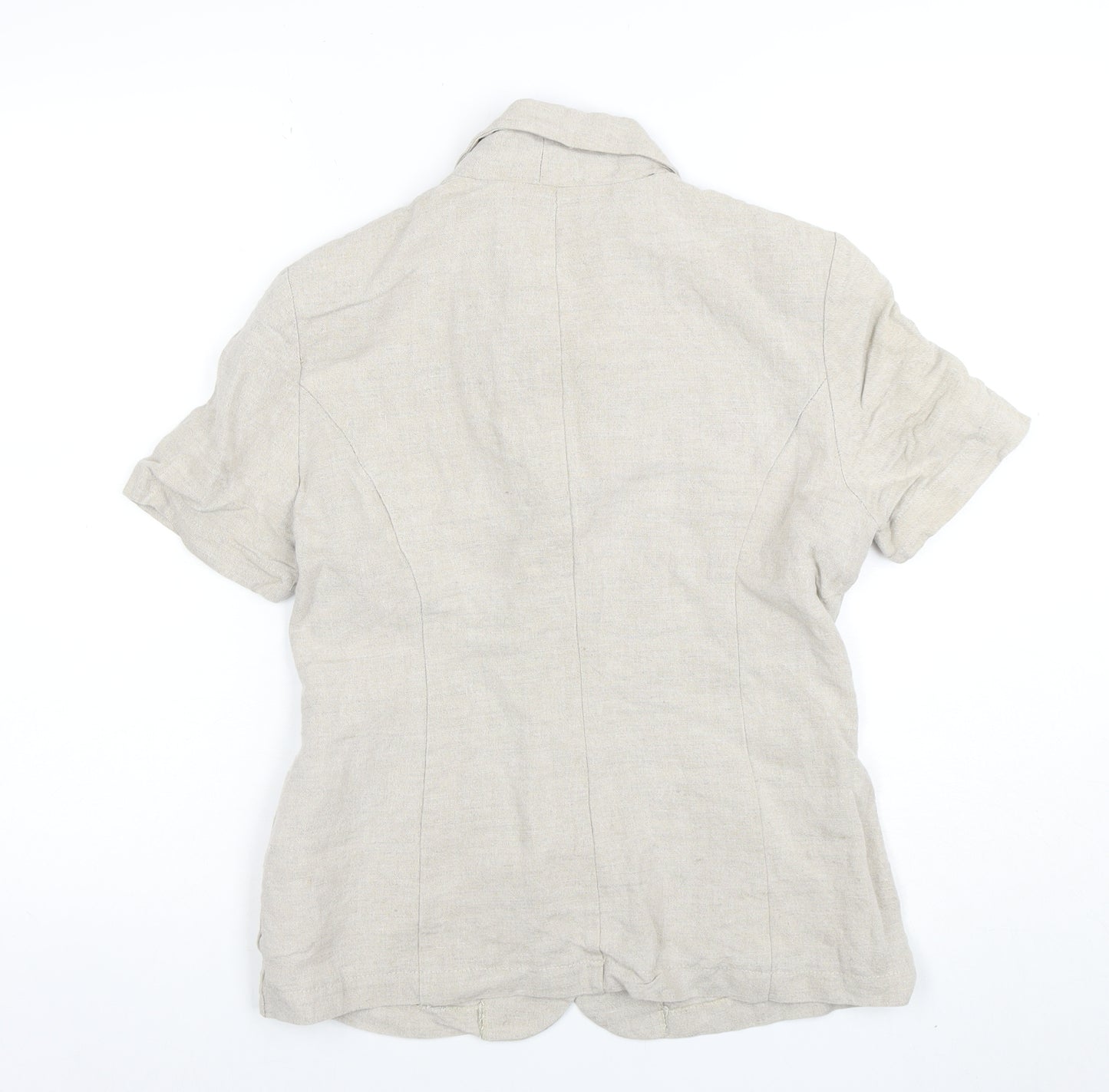 Charlotte Halton Beige Linen Blend Short Sleeve Blazer UK 10