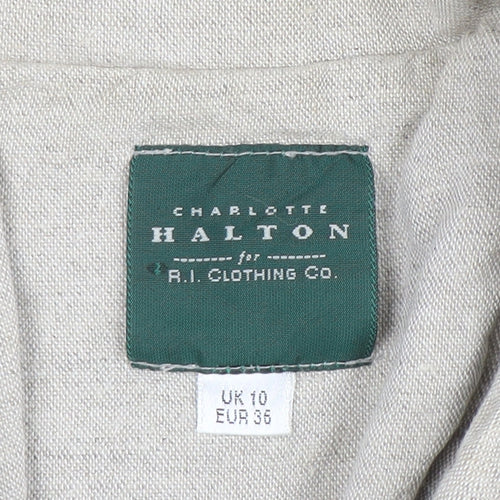 Charlotte Halton Beige Linen Blend Short Sleeve Blazer UK 10