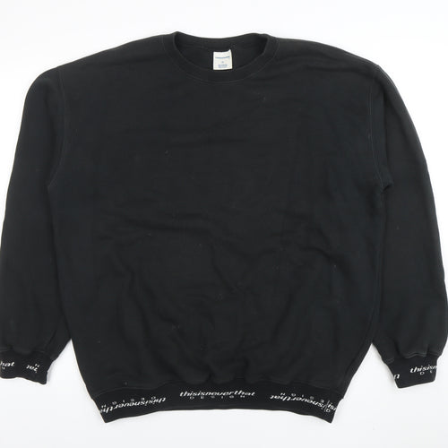 thisisneverthat Men's Black Cotton Pullover Sweatshirt M