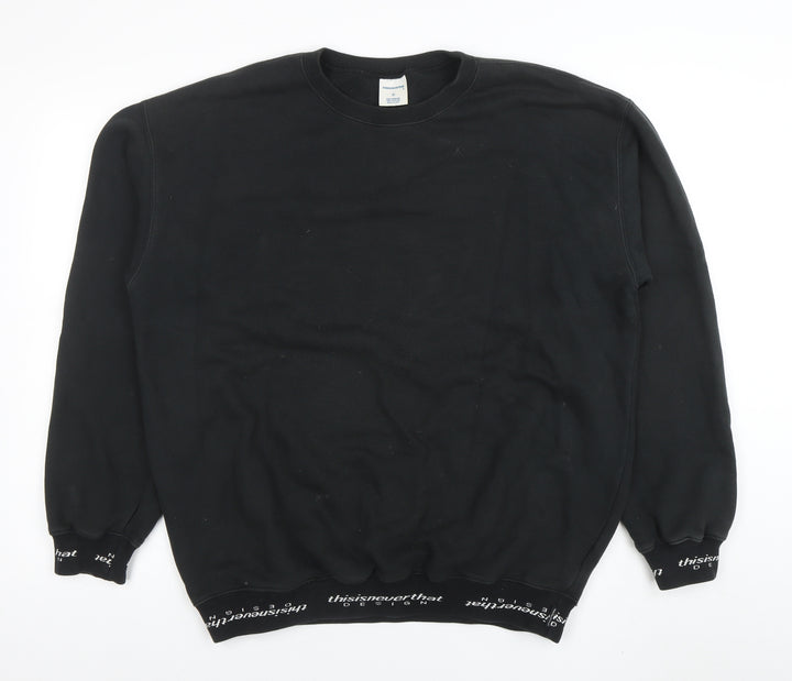 thisisneverthat Men's Black Cotton Pullover Sweatshirt M