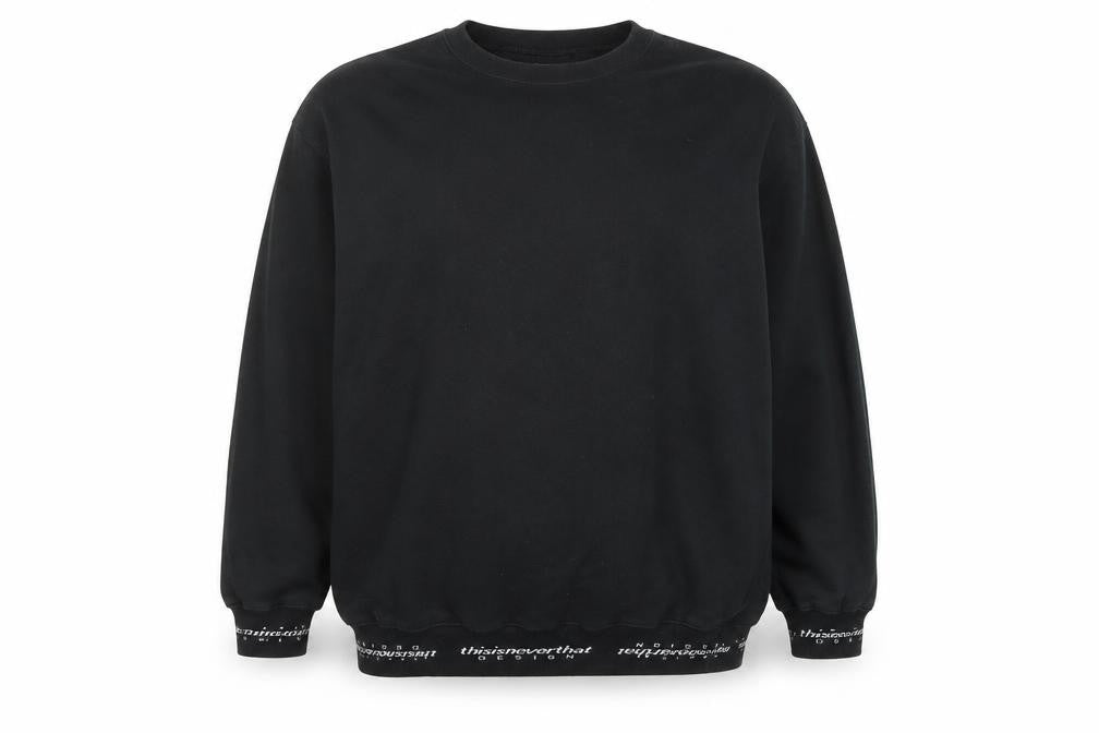 Front view of thisisneverthat Men's Black Cotton Pullover Sweatshirt M