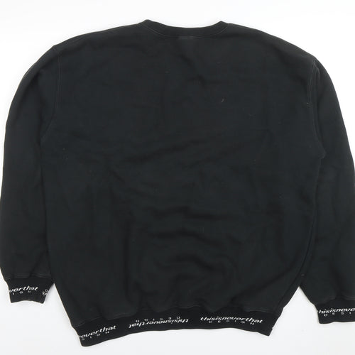thisisneverthat Men's Black Cotton Pullover Sweatshirt M