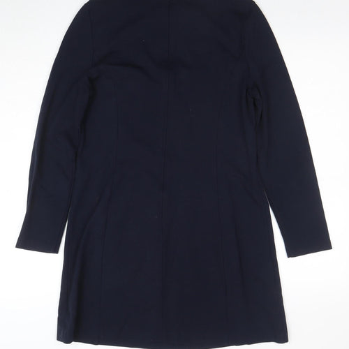 Laura Ashley Women’s Blue Shift Dress UK 14 Long Sleeve Zip Detail
