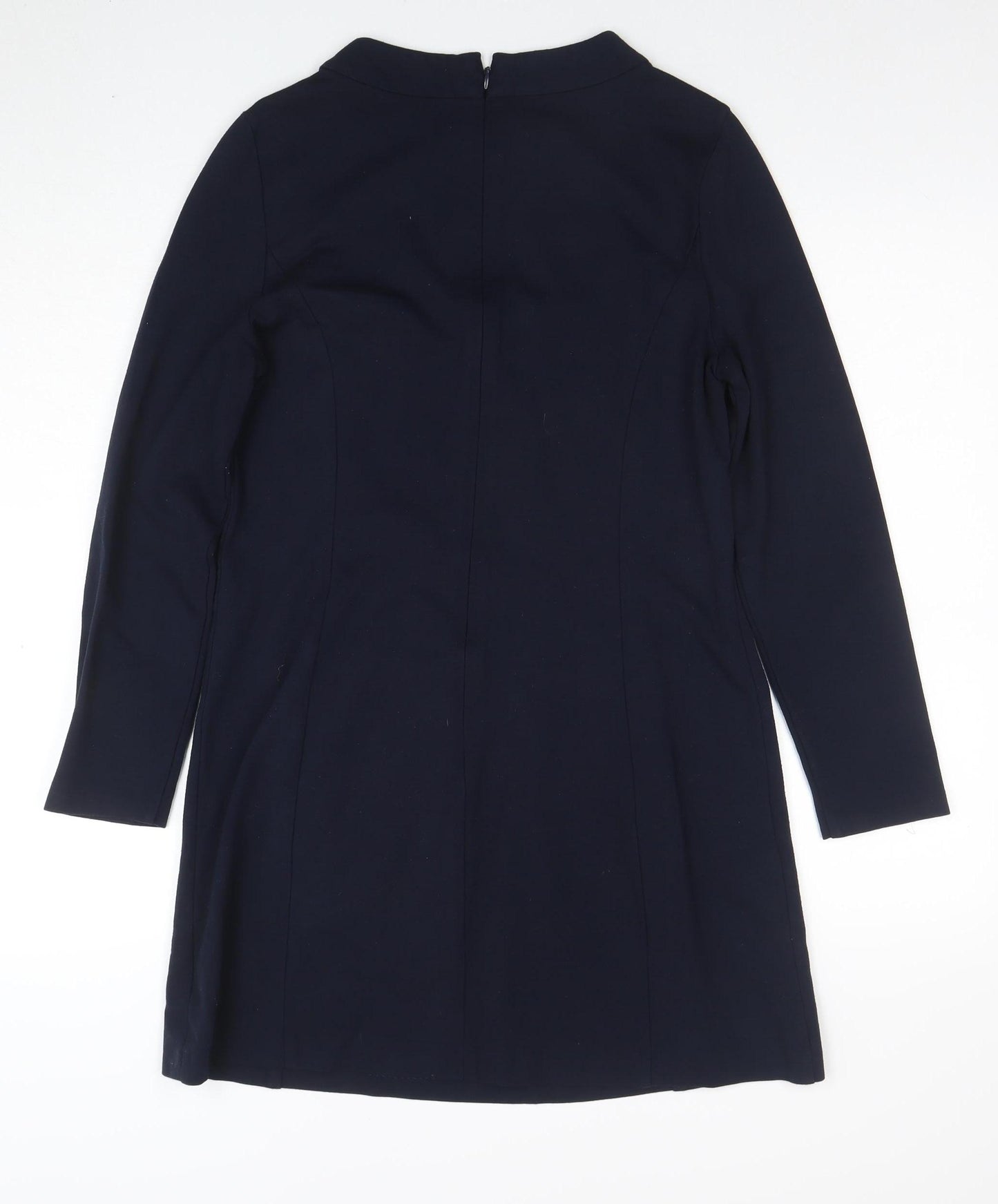 Laura Ashley Women’s Blue Shift Dress UK 14 Long Sleeve Zip Detail
