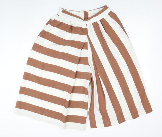 ASOS Womens Brown Striped Wide-Leg Culottes Size 10