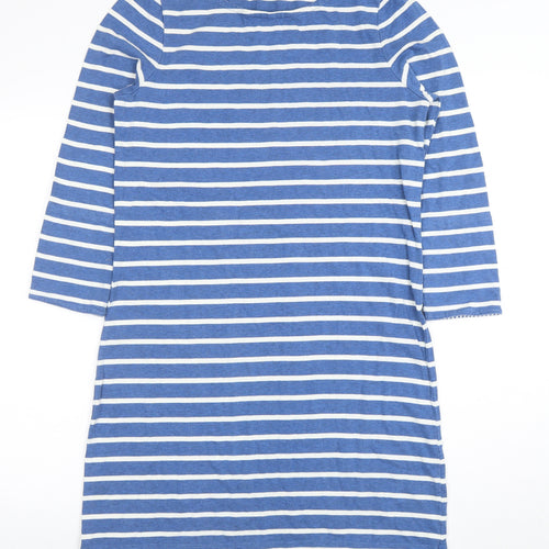 Boden Women Blue Striped 3/4 Sleeve Cotton T-Shirt Dress Size 12