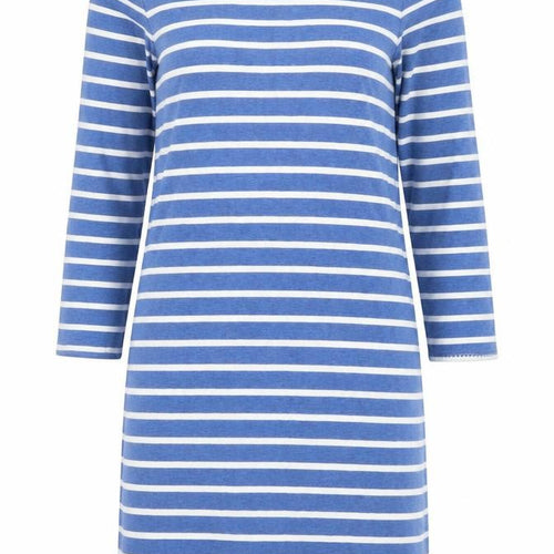 Boden Women Blue Striped 3/4 Sleeve Cotton T-Shirt Dress Size 12