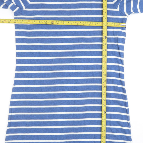Boden Women Blue Striped 3/4 Sleeve Cotton T-Shirt Dress Size 12