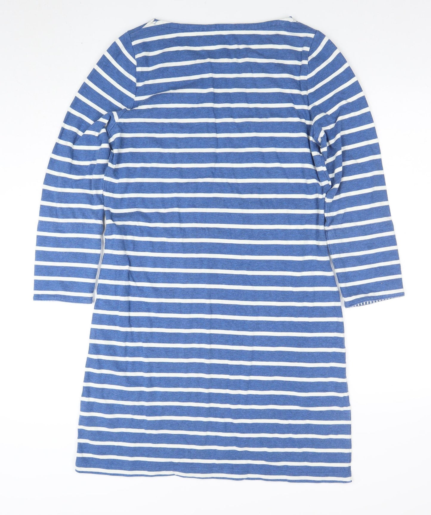 Boden Women Blue Striped 3/4 Sleeve Cotton T-Shirt Dress Size 12
