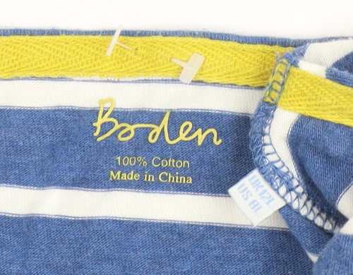 Boden Women Blue Striped 3/4 Sleeve Cotton T-Shirt Dress Size 12