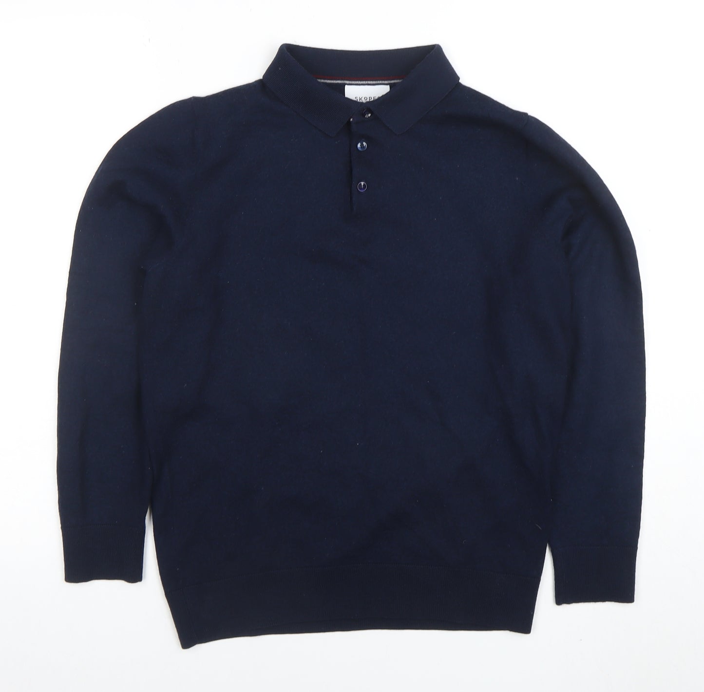 Skopes Men's Blue Wool Blend Long Sleeve Polo Jumper M