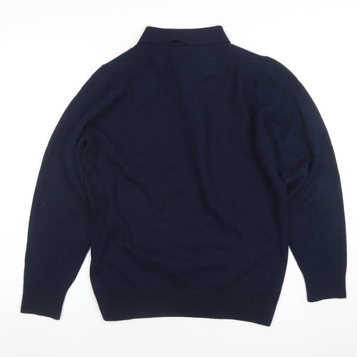 Skopes Men's Blue Wool Blend Long Sleeve Polo Jumper M