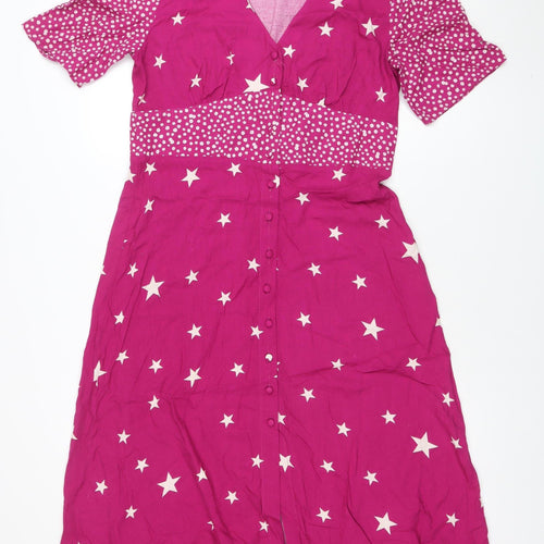 Nobody’s Child Women’s Pink Star Midi Fit & Flare Dress Size 12