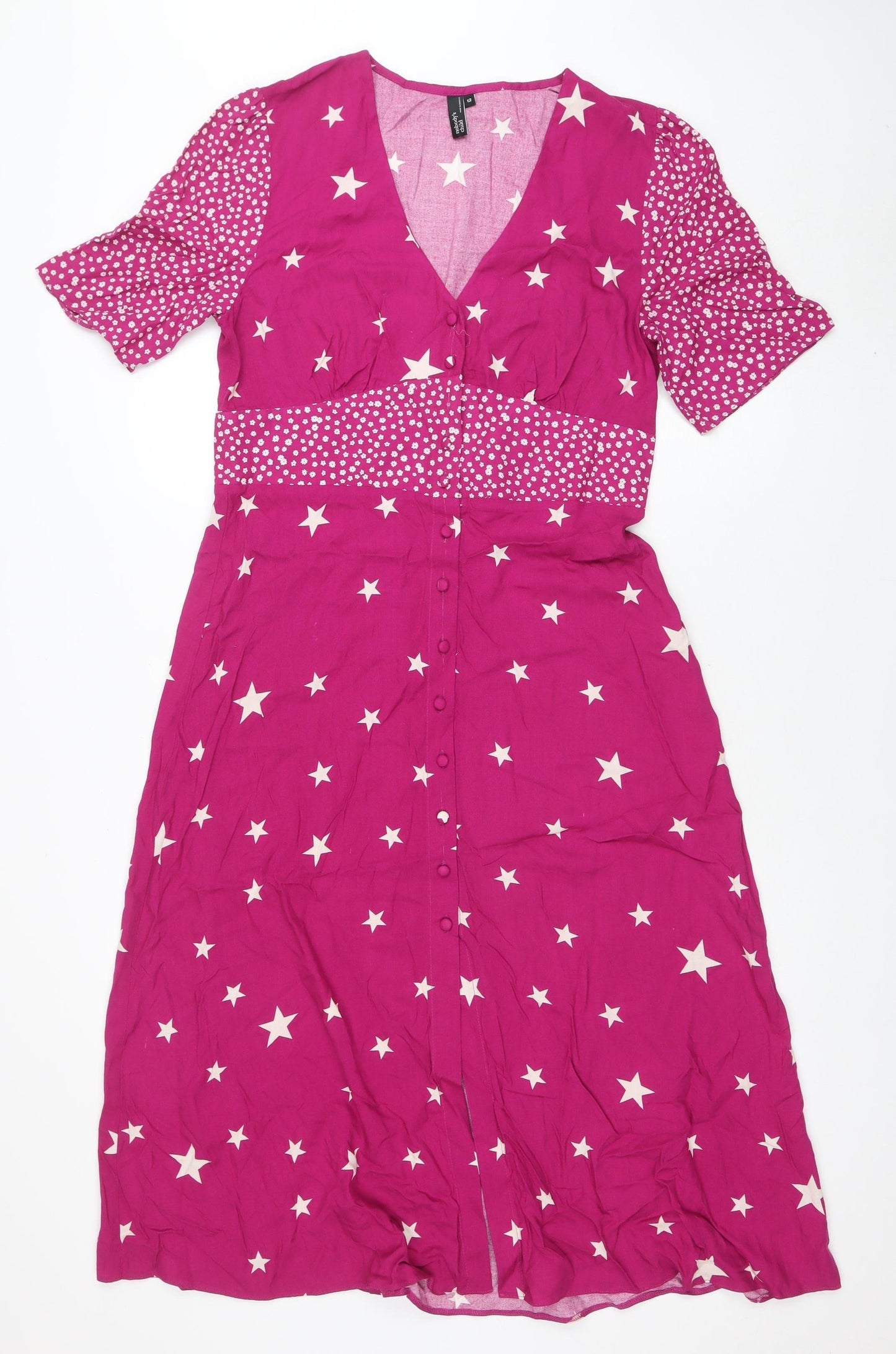 Nobody’s Child Women’s Pink Star Midi Fit & Flare Dress Size 12