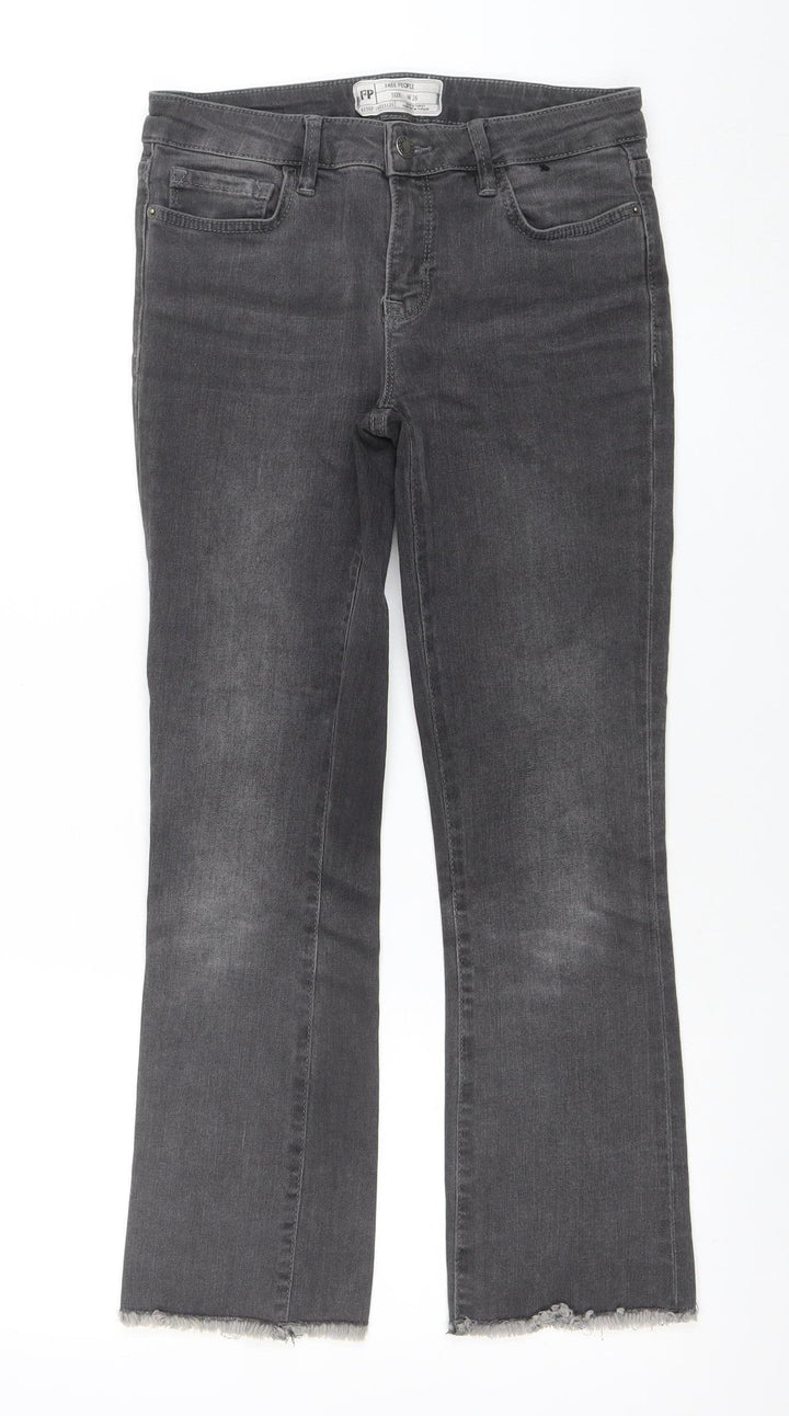 Free People Women’s Grey Stretch Straight Jeans W26 Mid Rise