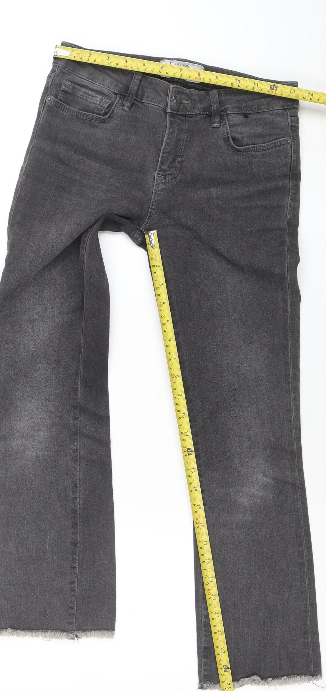 Free People Women’s Grey Stretch Straight Jeans W26 Mid Rise
