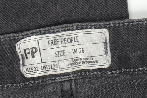 Free People Women’s Grey Stretch Straight Jeans W26 Mid Rise