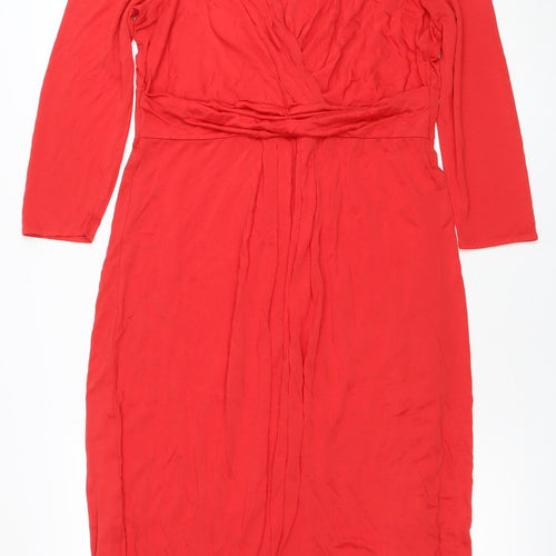 Boden Women's Red Long Sleeve Fit & Flare Viscose Dress Size 10L