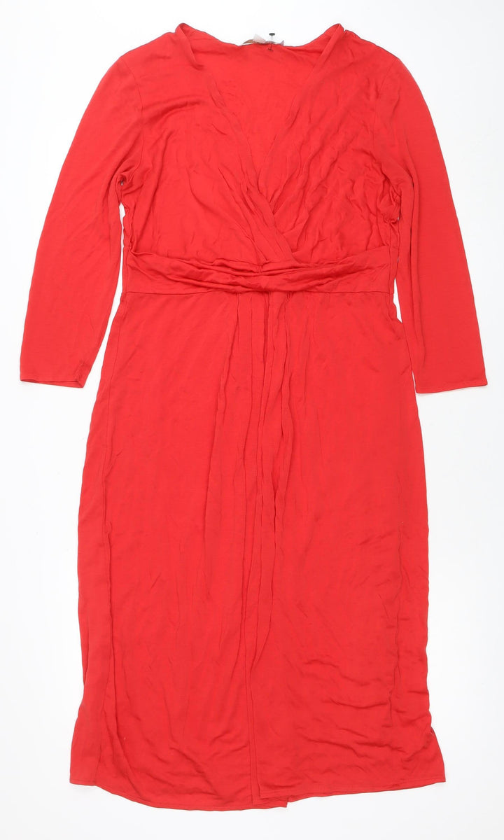 Boden Women's Red Long Sleeve Fit & Flare Viscose Dress Size 10L