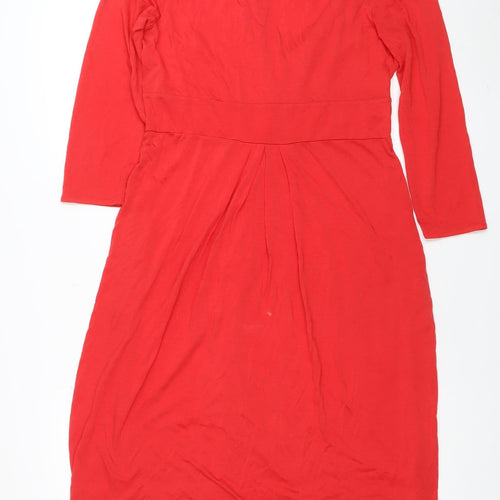 Boden Women's Red Long Sleeve Fit & Flare Viscose Dress Size 10L