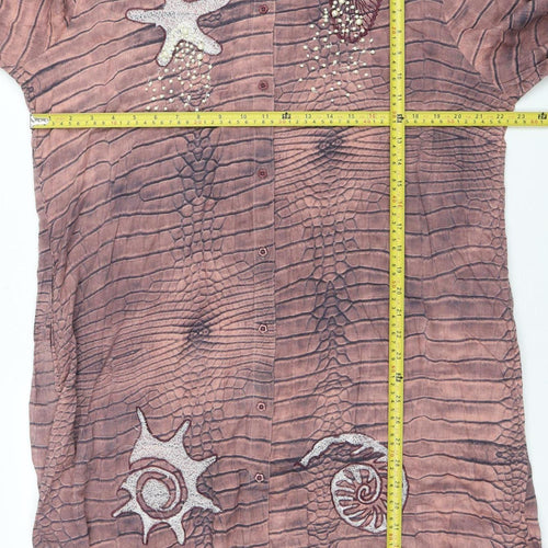 Antica Sartoria Women Brown Cotton Embroidered Shift Dress Size 4