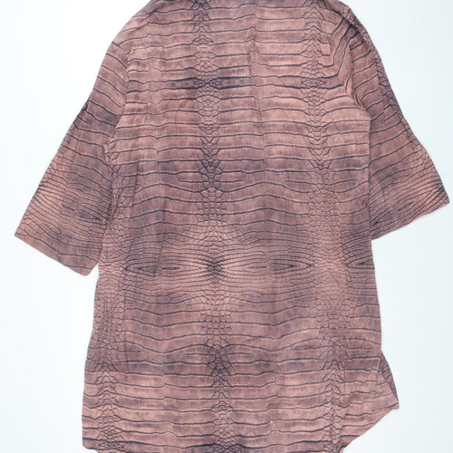Antica Sartoria Women Brown Cotton Embroidered Shift Dress Size 4