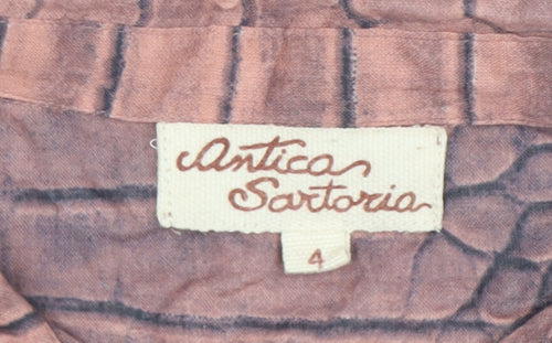 Antica Sartoria Women Brown Cotton Embroidered Shift Dress Size 4