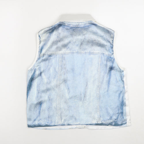 Zara Women's Blue Sleeveless Collared Button Blouse Small