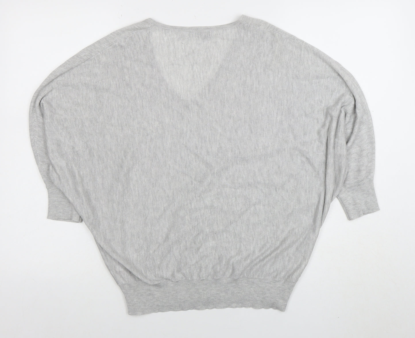 Marks and Spencer Women Grey Size 14 V-Neck Relaxed Knit Blouse