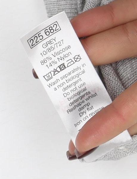 Marks and Spencer Women Grey Size 14 V-Neck Relaxed Knit Blouse