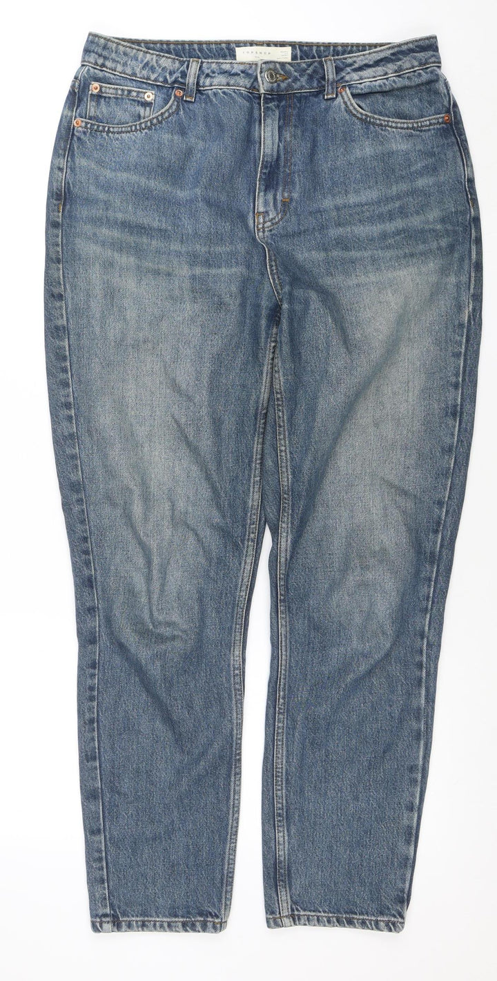 Topshop Women’s Blue Mom Jeans Size 14 Regular High Rise Denim